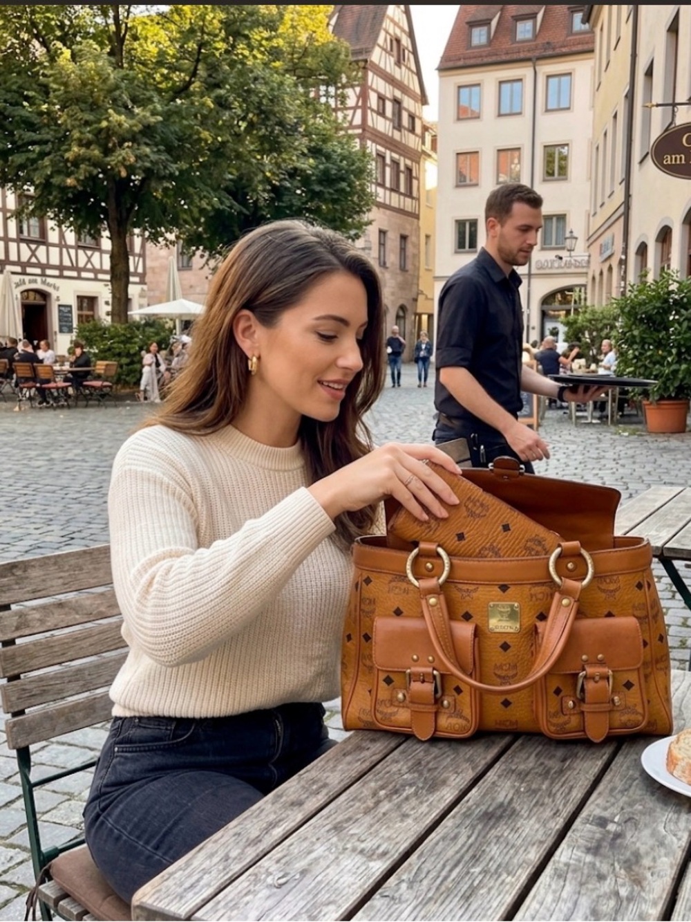 MCM Vintage Top Handle Satchel / Tote Cognac Visetos Monogram Pre-Owned - Picture 3 of 14